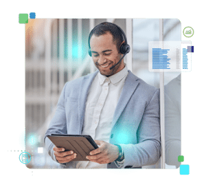 Contact Center Agent chatting with a Customer